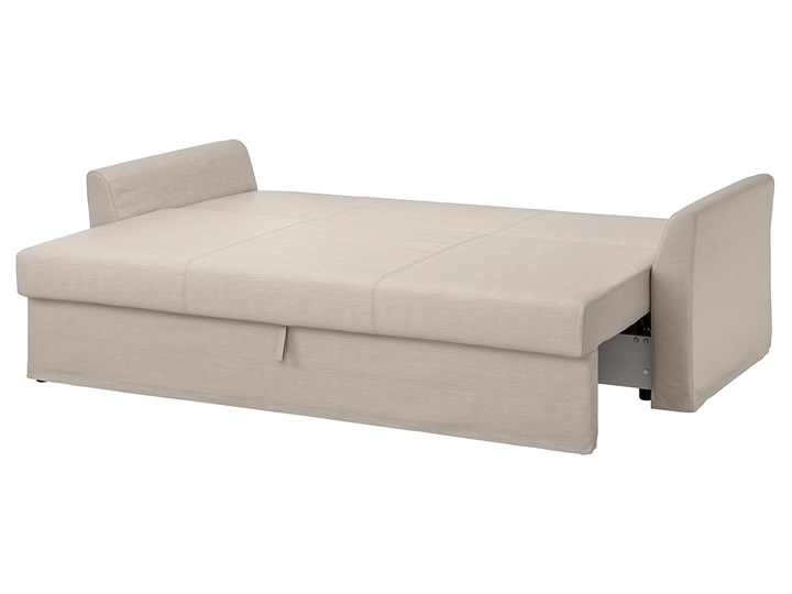 IKEA HOLMSUND Sofa trzyosobowa rozkładana, Nordvalla beżowy, Wysokość z poduchami oparcia: 96 cm Głębokość 99 cm Stała konstrukcja Szerokość 230 cm Styl Nowoczesny