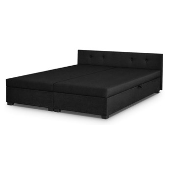Czarne łóżko z pojemnikiem i materacem 160x200 MUKKE / Velutto 19 / Szybka wysyłka