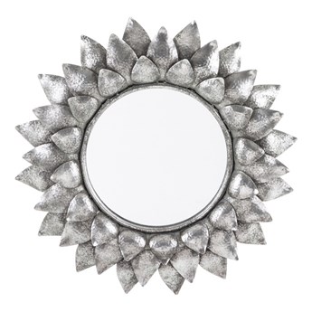 LORDY lustro w srebrnej ramie w kształcie kwiatka, Ø 60 cm