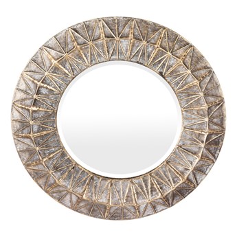 VICTIMA lustro w okrągłej złotej ramie z wypukłymi zdobieniami, Ø 65 cm