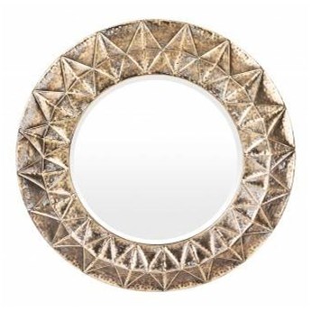 VICTIMA lustro w okrągłej złotej ramie z wypukłymi zdobieniami, Ø 72 cm