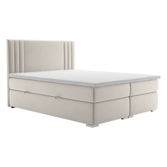 Eleganckie łóżko kontynentalne z materacem typu pocket H3 i opcją pojemnika - MARISE 140x200 kremowe