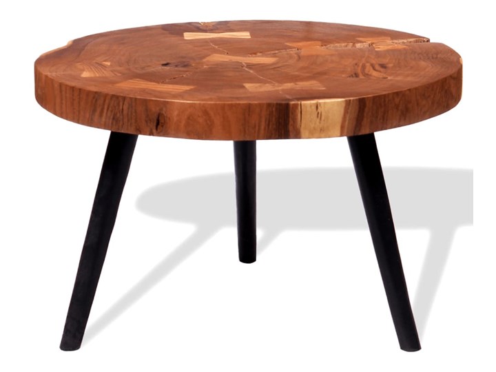 vidaXL Stolik kawowy plaster, (55-60) x 40 cm, lite drewno akacjowe Metal Rodzaj nóg Proste