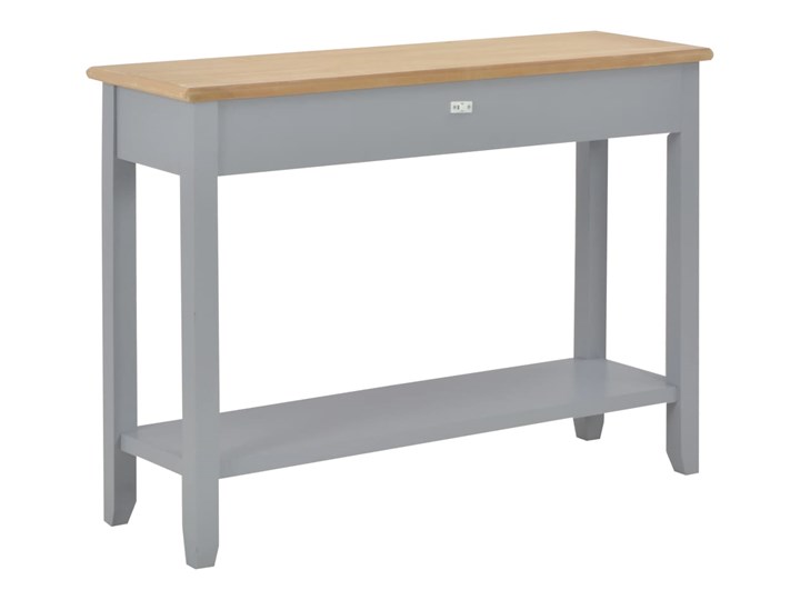 vidaXL Stolik konsola, szary, 110 x 35 x 80 cm, drewniany Z półką Drewno Szerokość 110 cm Z szufladą Sosna Głębokość 35 cm Płyta MDF Styl Tradycyjny
