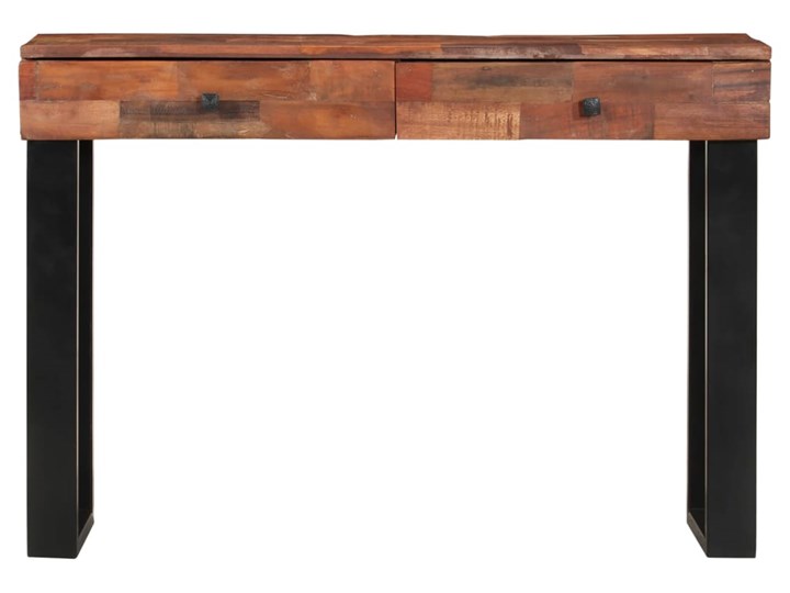 vidaXL Stolik typu konsola, 110 x 30 x 76 cm, lite drewno z odzysku Z szufladą Stal nierdzewna Szerokość 110 cm Głębokość 30 cm Pomieszczenie Przedpokój