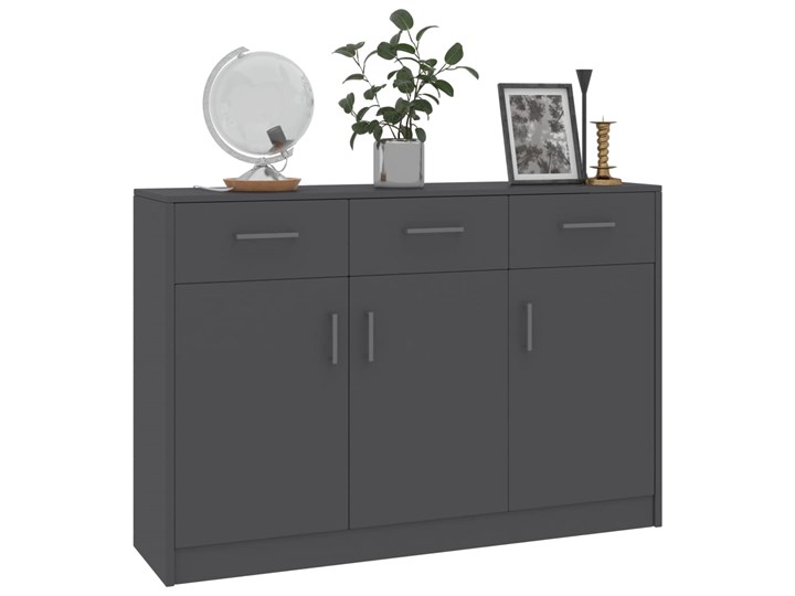vidaXL Szafka, szara, 110 x 30 x 75 cm, płyta wiórowa Kategoria Komody Z szafkami i szufladami Głębokość 30 cm Płyta MDF Szerokość 105 cm Szerokość 110 cm Pomieszczenie Pokój nastolatka