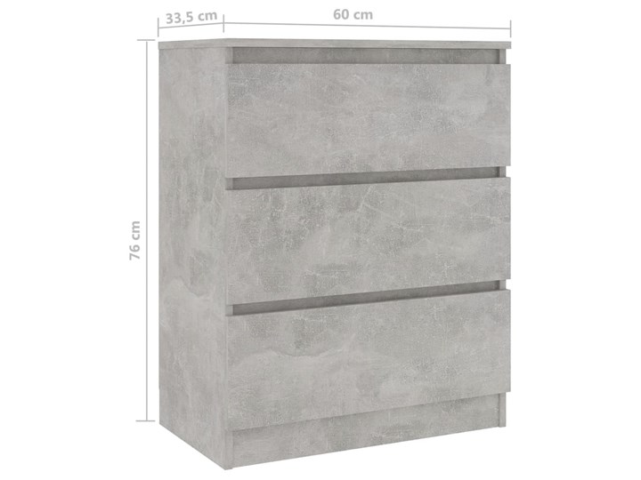 vidaXL Szafka, szarość betonu, 60x35x76 cm, materiał drewnopochodny Płyta MDF Szerokość 60 cm Z szufladami Głębokość 35 cm Pomieszczenie Garderoba Kolor Szary