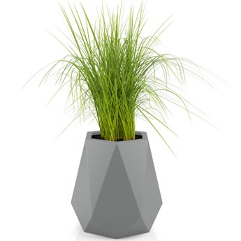 Szeroka donica geometryczna Flavi 54 cm z półką i odprowadzaniem wody, szara