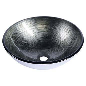 DAMAR umywalka szklana, Ø42 cm, szara ciemna/srebro 2501-20