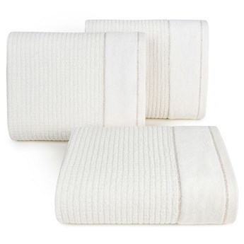 Ręcznik bawełniany z welurową bordiurą kremowy R166-01