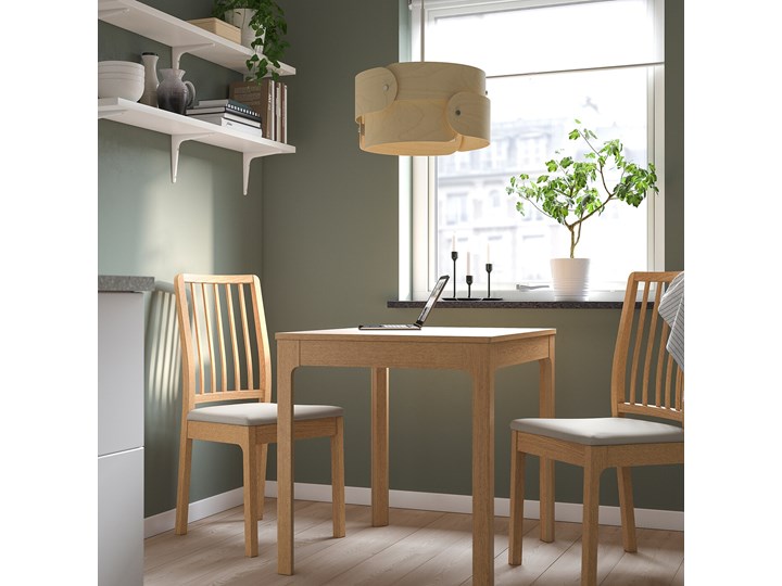 IKEA EKEDALEN / EKEDALEN Stół i 2 krzesła, dąb imit. dębu/Orrsta jasnoszary, 80/120 cm