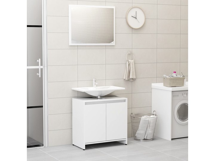 vidaXL 3-częściowy zestaw mebli łazienkowych, biały, płyta wiórowa Kategoria Zestawy mebli łazienkowych