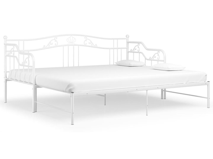 vidaXL Sofa z wysuwaną ramą łóżka, biała, metalowa, 90x200 cm Kolor Biały Łóżko metalowe Liczba miejsc Jednoosobowe