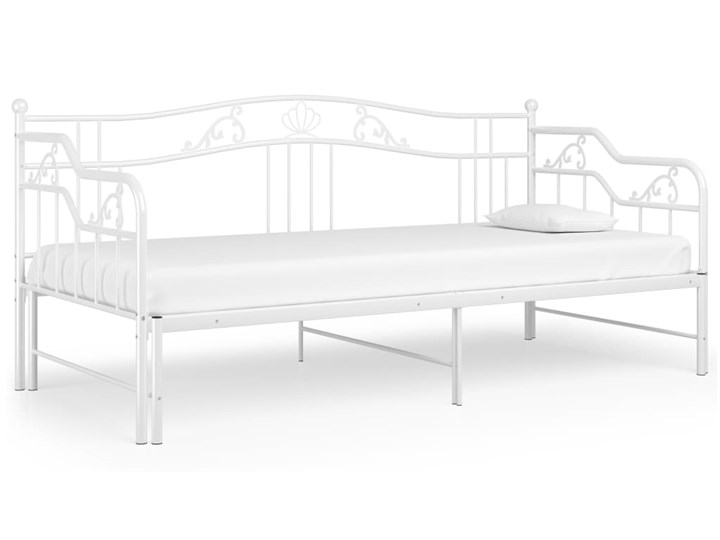 vidaXL Sofa z wysuwaną ramą łóżka, biała, metalowa, 90x200 cm Kolor Biały Łóżko metalowe Kategoria Łóżka do sypialni