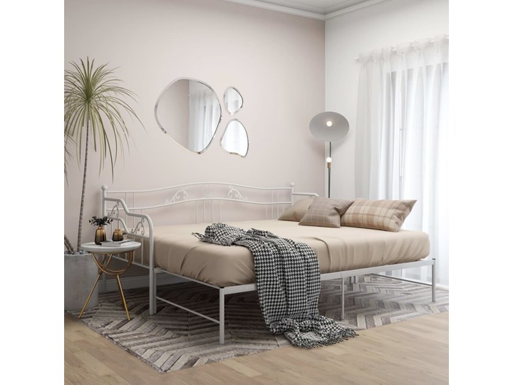 vidaXL Sofa z wysuwaną ramą łóżka, biała, metalowa, 90x200 cm Łóżko metalowe Kategoria Łóżka do sypialni