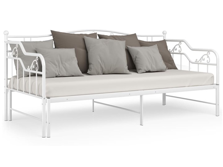 vidaXL Sofa z wysuwaną ramą łóżka, biała, metalowa, 90x200 cm Łóżko metalowe Liczba miejsc Jednoosobowe Kolor Biały
