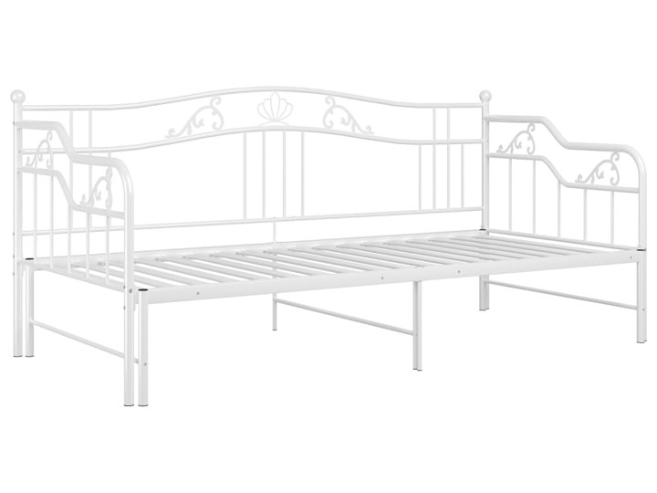 vidaXL Sofa z wysuwaną ramą łóżka, biała, metalowa, 90x200 cm Kolor Biały Łóżko metalowe Liczba miejsc Jednoosobowe