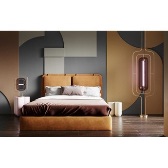 Łóżko tapicerowane z designerskim wezgłowiem Synergy