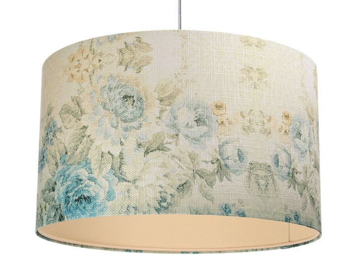Kremowa okrągła lampa wisząca w kwiaty - S371-Aisha Chrom Metal Lampa z abażurem Tkanina Tworzywo sztuczne Styl Nowoczesny