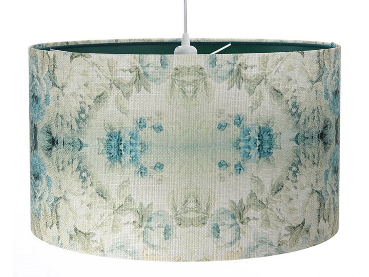 Zielona lampa wisząca z kloszem w kwiaty - S371-Aisha Chrom Kolor Zielony Tworzywo sztuczne Tkanina Lampa z abażurem Lampa z kloszem Metal Styl Nowoczesny
