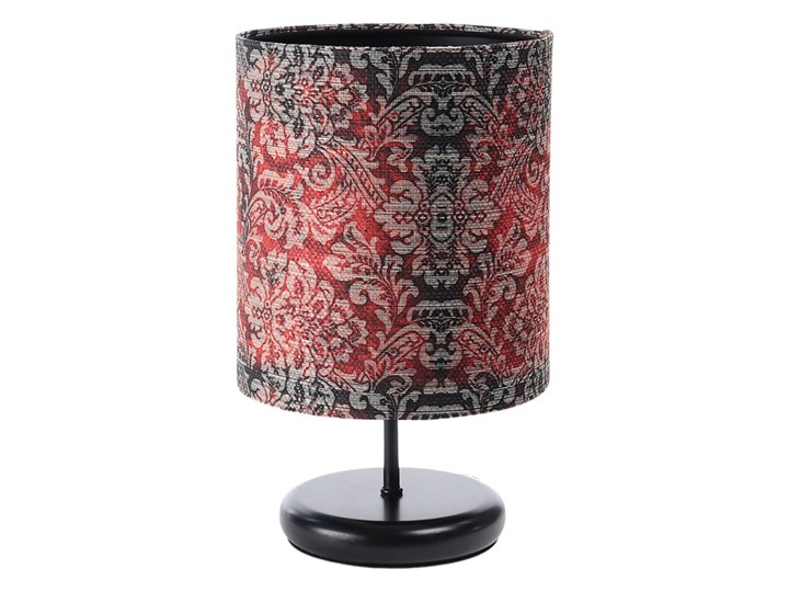 Czerwona lampka nocna z ozdobnym abażurem - S376-Ardela Chrom Lampa nocna Tworzywo sztuczne Tkanina Lampa z abażurem Wysokość 32 cm Metal Kategoria Lampy stołowe