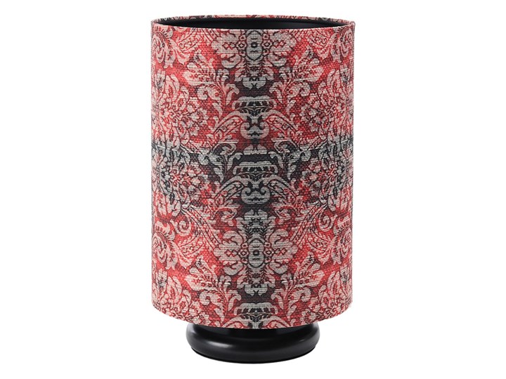 Czarno-czerwona lampka nocna tuba - S377-Ardela Lampa z abażurem Chrom Tkanina Metal Lampa nocna Wysokość 34 cm Tworzywo sztuczne Kolor Czarny