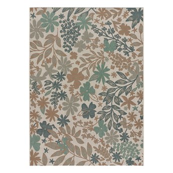 Beżowo-zielony dywan zewnętrzny Universal Floral, 65x200 cm