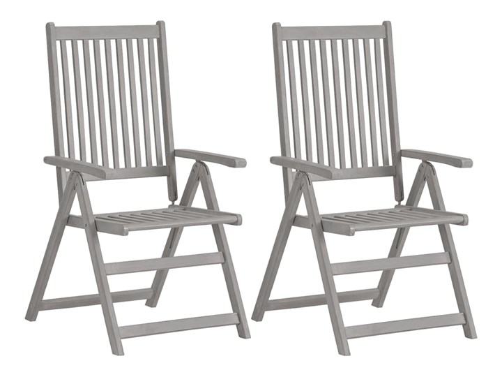 vidaXL Rozkładane krzesła ogrodowe z poduszkami, 2 szt., lita akacja Drewno Tworzywo sztuczne Krzesło składane Kolor Styl Nowoczesny