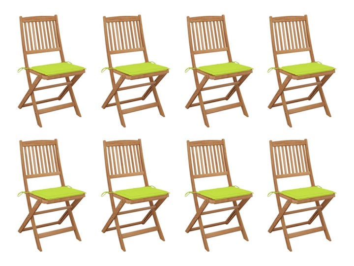 vidaXL Składane krzesła ogrodowe z poduszkami, 8 szt., drewno akacjowe Kolor Brązowy Krzesło składane Tworzywo sztuczne Styl Nowoczesny