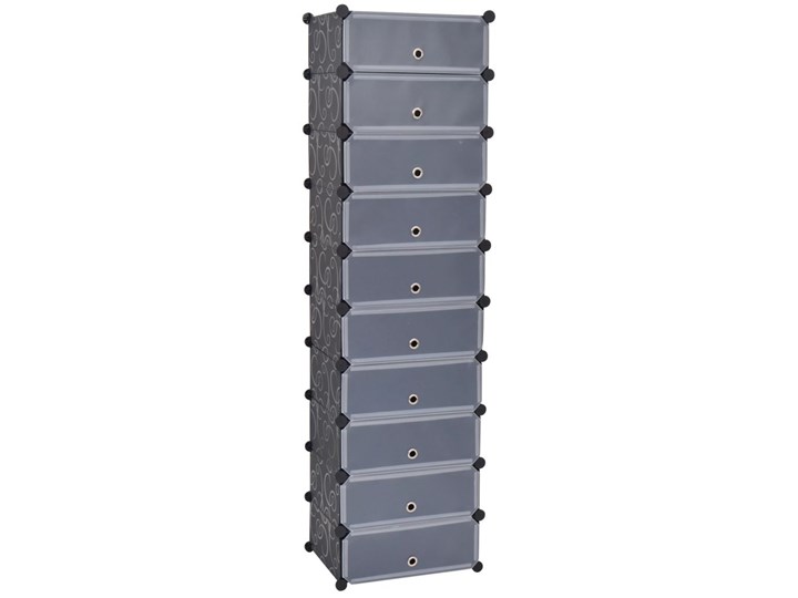 vidaXL Szafka na buty z 10 przegrodami, czarna Wysokość 172 cm Tworzywo sztuczne Głębokość 37 cm Szerokość 47 cm Metal Kategoria Szafki i regały