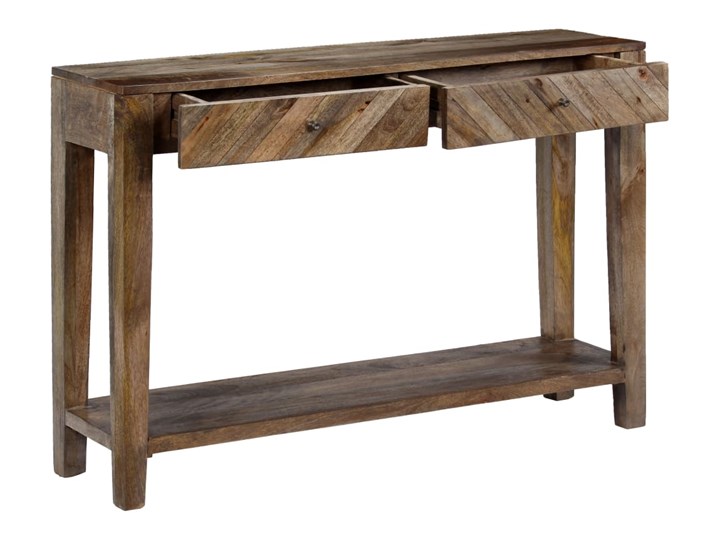 vidaXL Stolik typu konsola z litego drewna mango, 118 x 30 x 80 cm Drewno Styl Vintage Z szufladą Szerokość 118 cm Głębokość 30 cm Z półką Kolor Brązowy