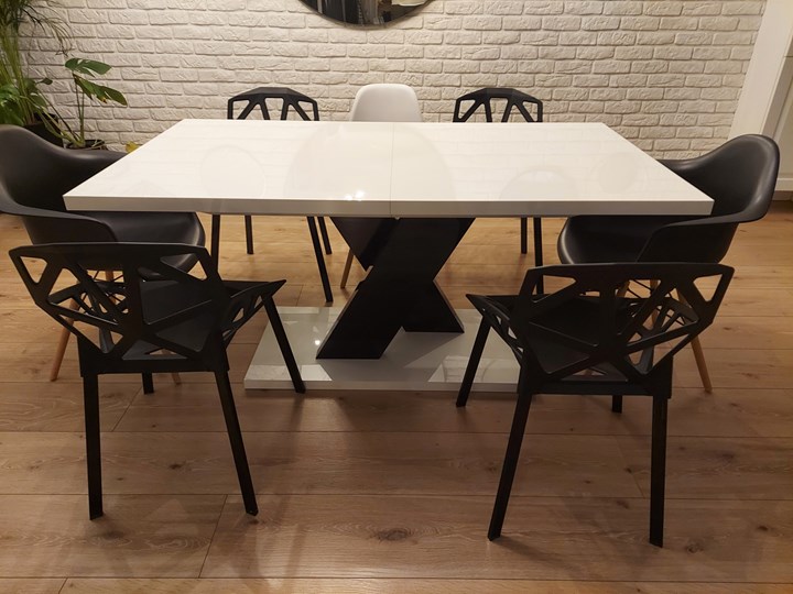 Rozkładany stół w wysokim połysku Oskar Lux I Płyta MDF Szkło Kształt blatu Prostokątny