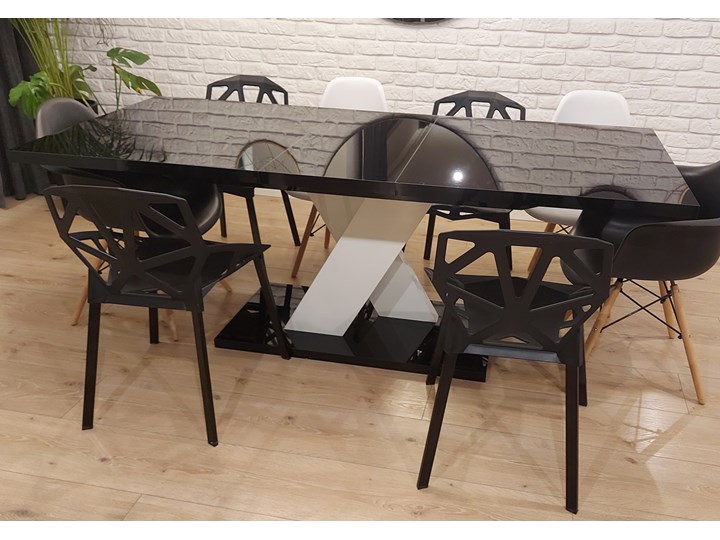 Rozkładany stół w wysokim połysku Oskar Lux I Płyta MDF Styl Nowoczesny Szkło Kolor Czarny