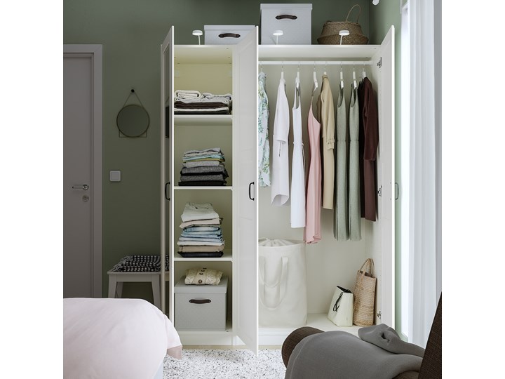 IKEA PAX / TYSSEDAL Kombinacja szafy, biały/lustro, 150x60x201 cm Szerokość 150 cm Głębokość 60 cm Kategoria Szafy do garderoby