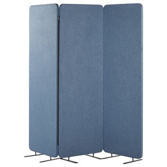 Beliani 3-panelowany parawan biurowy niebieski materiałowy ścianka działowa do biur przegroda stojąca
