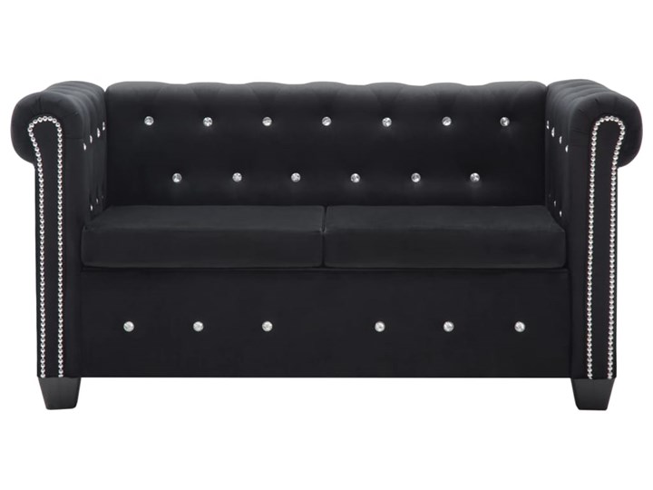 vidaXL Sofa Chesterfield, 2-os., obita aksamitem, 146x75x72 cm, czarna Szerokość 146 cm Głębokość 75 cm Wielkość Dwuosobowa