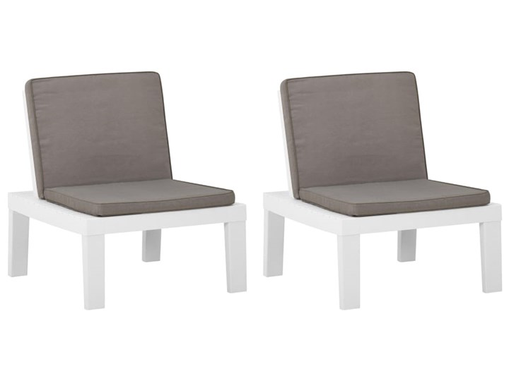 vidaXL Krzesła ogrodowe z poduszkami, 2 szt., plastik, białe Tworzywo sztuczne Kolor Biały