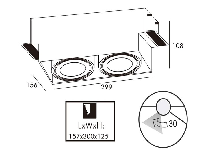 Wpust LAMPA sufitowa ONEON 94364-WH Zumaline metalowa OPRAWA prostokątna do zabudowy biała Kolor Biały Prostokątne Oprawa stropowa Kategoria Oprawy oświetleniowe