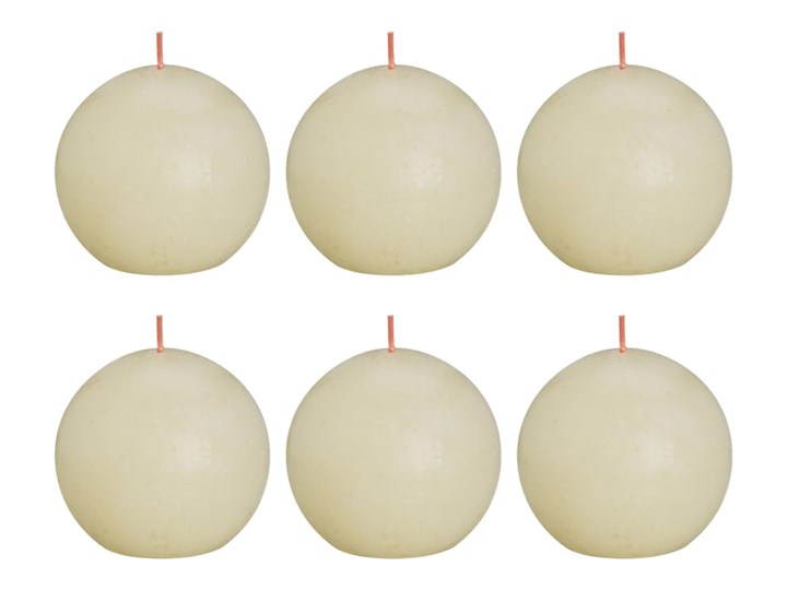 Bolsius Rustykalne świece kule Shine, 6 szt., 76x190 mm, perłowe Kategoria Świeczniki i świece Świeca Kolor Beżowy
