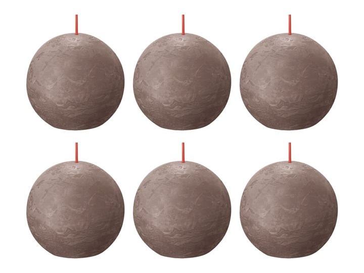 Bolsius Rustykalne świece kule Shine, 6 szt., 76x190 mm, taupe Świeca Kategoria Świeczniki i świece Kolor Beżowy