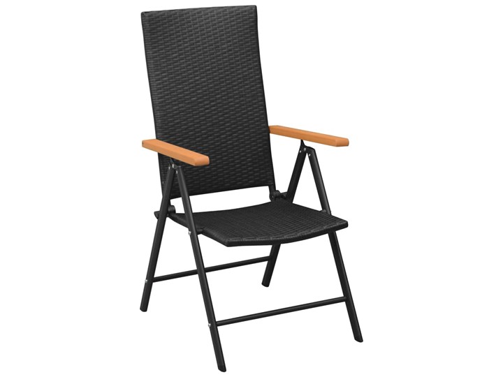 vidaXL Sztaplowane krzesła ogrodowe, 2 szt., polirattan, czarne Krzesło składane Aluminium Krzesło z podłokietnikami Kolor Czarny
