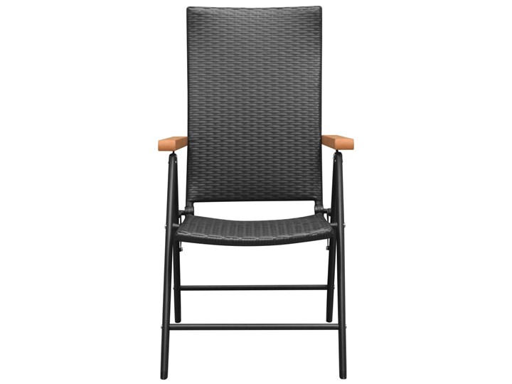 vidaXL Sztaplowane krzesła ogrodowe, 2 szt., polirattan, czarne Aluminium Krzesło składane Kolor Czarny Krzesło z podłokietnikami Styl Nowoczesny