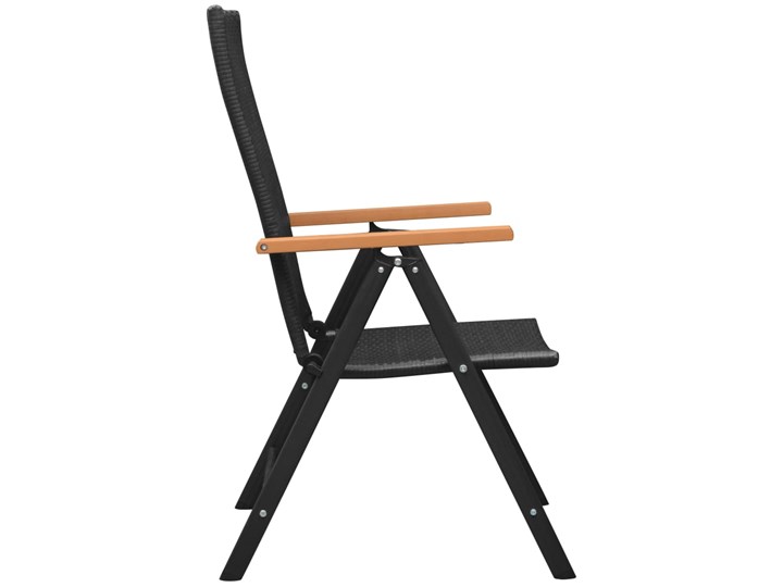 vidaXL Sztaplowane krzesła ogrodowe, 2 szt., polirattan, czarne Krzesło z podłokietnikami Krzesło składane Aluminium Kolor Czarny