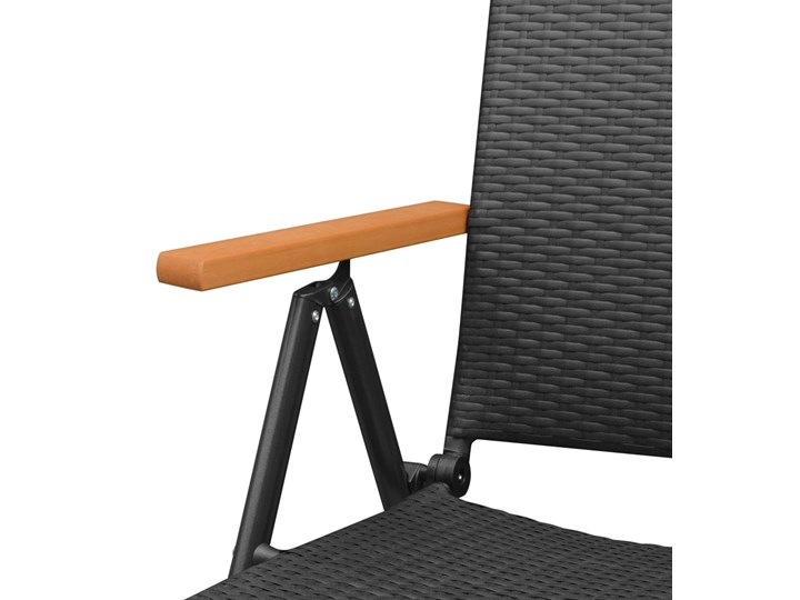 vidaXL Sztaplowane krzesła ogrodowe, 2 szt., polirattan, czarne Aluminium Krzesło składane Krzesło z podłokietnikami Kolor Czarny
