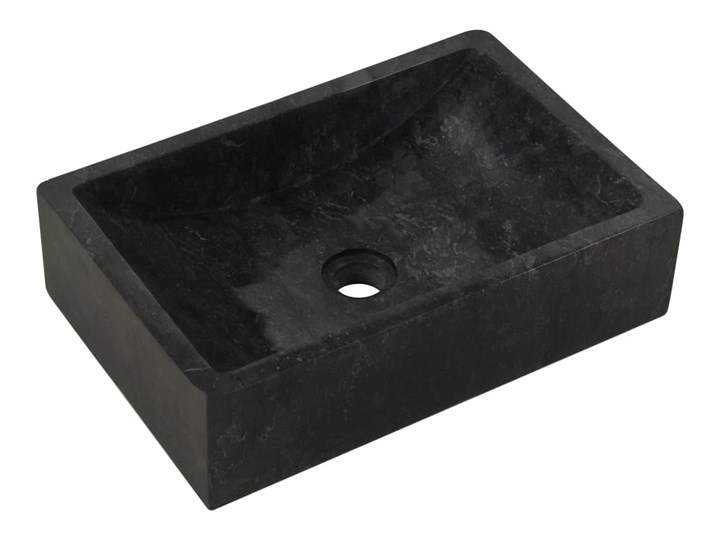 vidaXL Umywalka, 45 x 30 x 12 cm, marmurowa, czarna Nablatowe Szerokość 45 cm Prostokątne Kolor Czarny