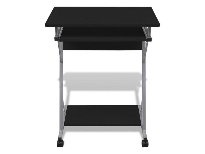 vidaXL Biurko komputerowe z ruchomą podstawką na klawiaturę, czarne Płyta MDF Kolor Czarny Stal Szerokość 60 cm Głębokość 40 cm Styl Nowoczesny