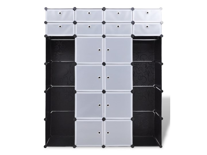 vidaXL Szafa modułowa, 18 przegród, czarno-biała, 37 x 146 x 180,5 cm Szerokość 146 cm Stal Plastik Pomieszczenie Pokój przedszkolaka Tworzywo sztuczne Metal Głębokość 37 cm Kolor Czarny