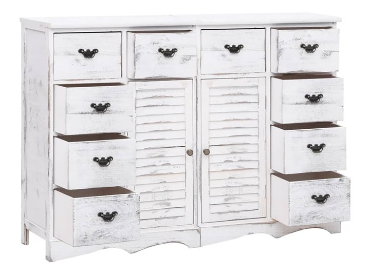 vidaXL Komoda z 10 szufladami, biała, 113 x 30 x 79 cm, drewniana Szerokość 113 cm Głębokość 30 cm Z szafkami i szufladami Drewno Kategoria Komody
