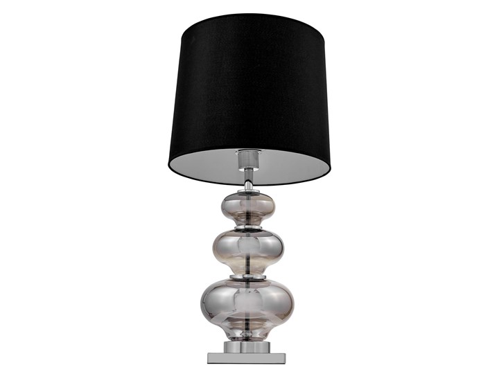 LAMPA NOCNA CZARNO-SREBRNA BRISTON Szkło Tkanina Wysokość 71 cm Metal Lampa z abażurem Lampa z kloszem Styl Nowoczesny