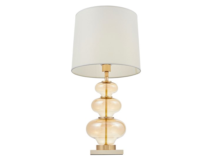 LAMPA NOCNA BIAŁO-ZŁOTA BRISTON Metal Wysokość 71 cm Szkło Tkanina Kolor Biały Lampa z abażurem Lampa z kloszem Kategoria Lampy stołowe